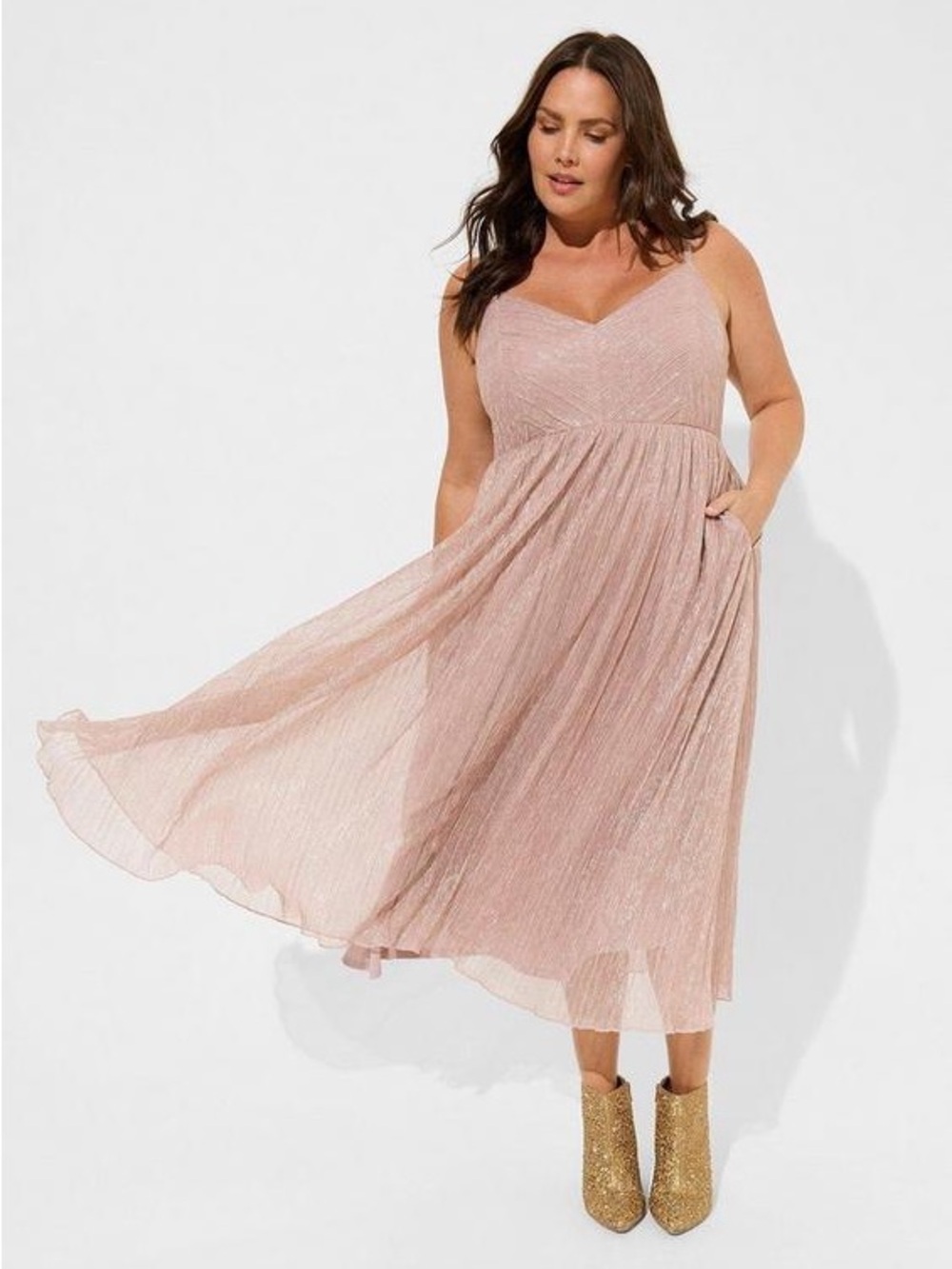 torrid Rose Gold Shimmer Midi Dress